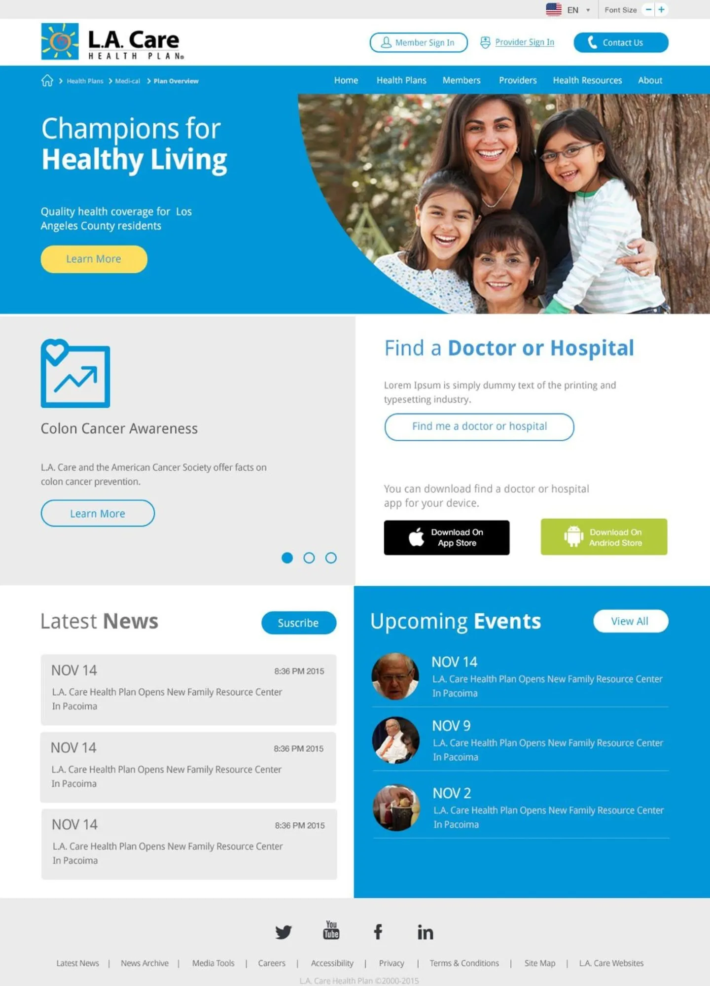 L.A. Care Health Plan homepage
